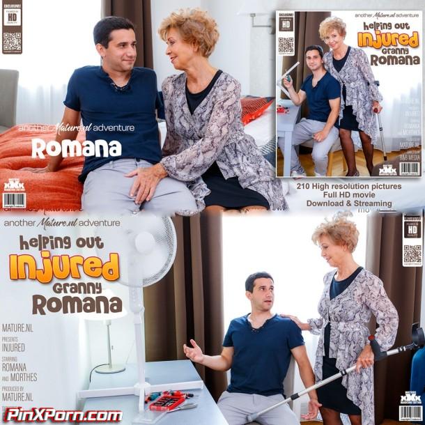 Injured Sexy Granny Romana needs help from her pussy loving horny toyboy Morthes