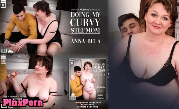 Anna Bella is a curvy big breasted stepmom who gets fucked by her stepson on the sofa Jim Master