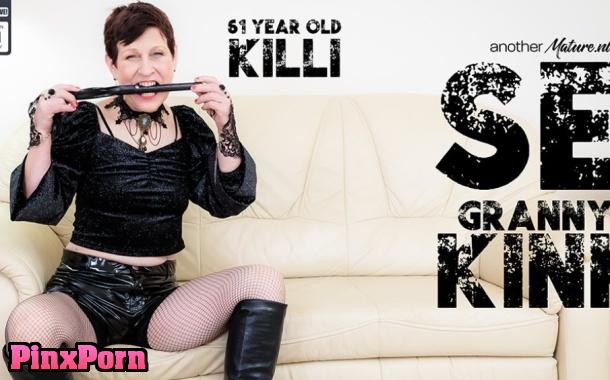 Killi is a 61 year old kinky granny that loves to get her pussy wet when being alone on the sofa