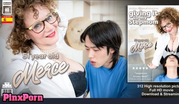 Merce is a hot stepmilf that seduces her stepson to fuck her perfect body on the sofa and in bed!