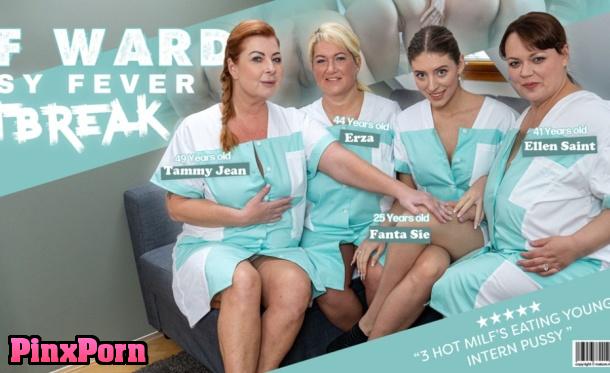 Milf Ward, Pussy fever outbreak! 3 Hot MILFS eat out their Interns shaved pussy!, Ellen Saint, Erza, Fanta Sie, Tammy Jean