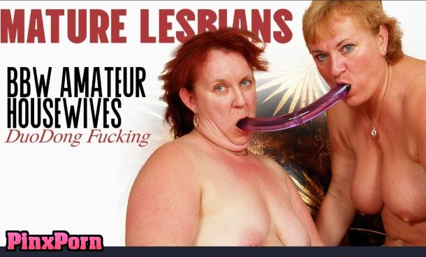 BBW Mature Lesbians Hiltrude and Evie Share a DuoDong and Fuck Each Other’s Hairy Pussies Raw