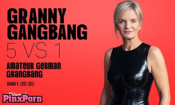 German Granny Diana V Takes On Five Cocks in Hard Gangbang, Diana V. EU 63