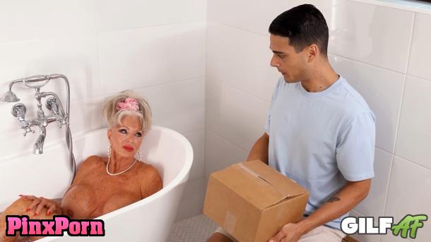 Sally D’angelo Two Packages and One Huge Load for Sally DAngelo